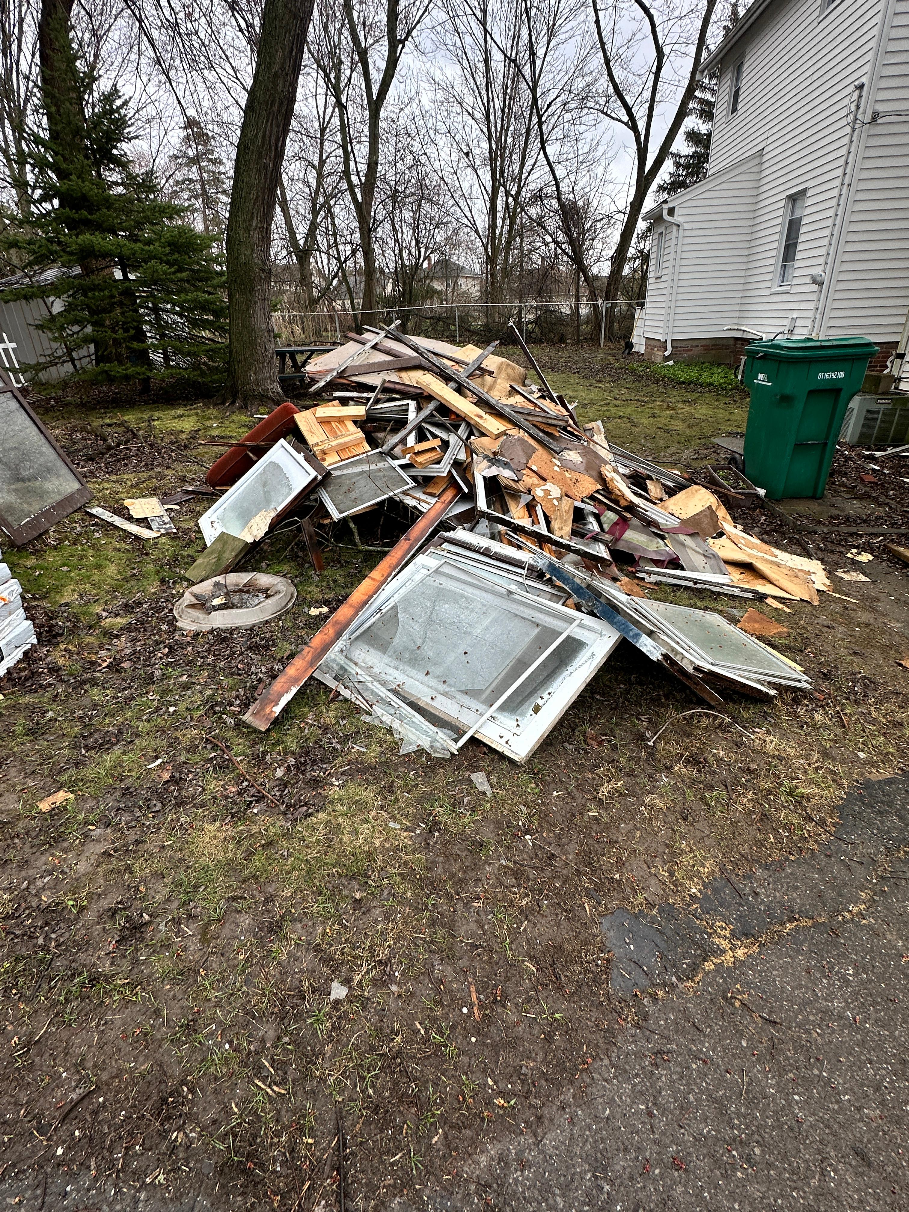 Rear-yard tear-out pile